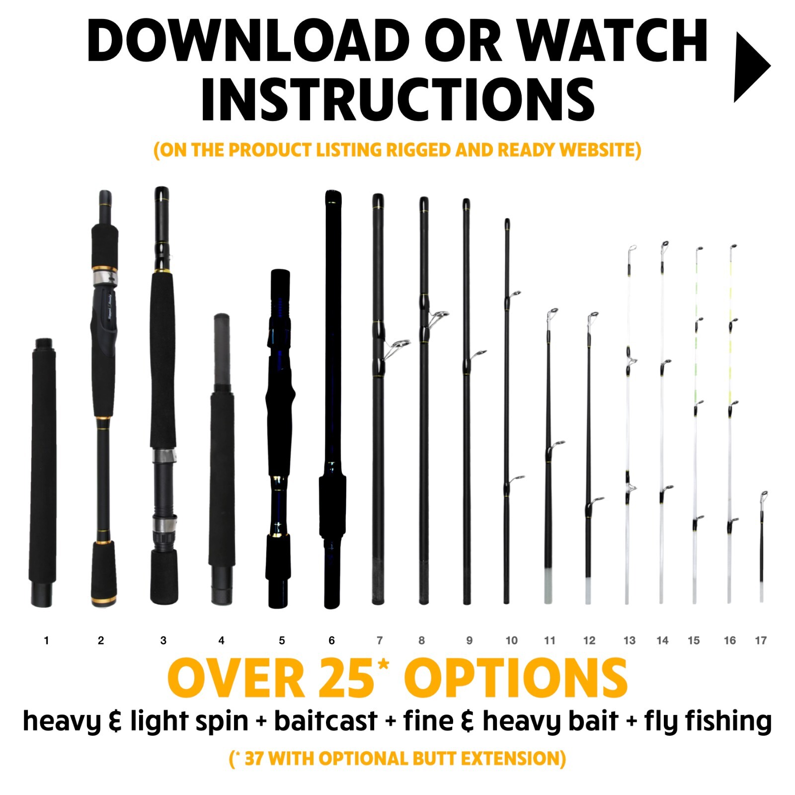 X Ultimate 25-in-1 Compact Multifunction Spin-Cast-Bait-Fly Travel Fishing Rod