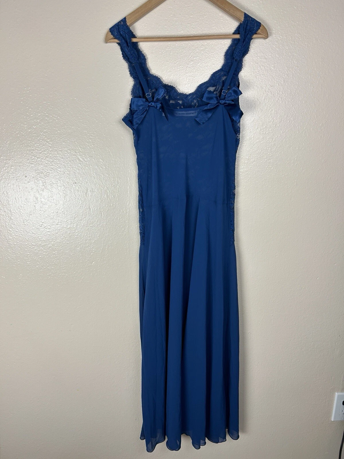 UNDERCOVER Victoria's Secret M Maxi Abito Abito Abito da Notte Pizzo Fiocco Babydoll Chemise Lingerie