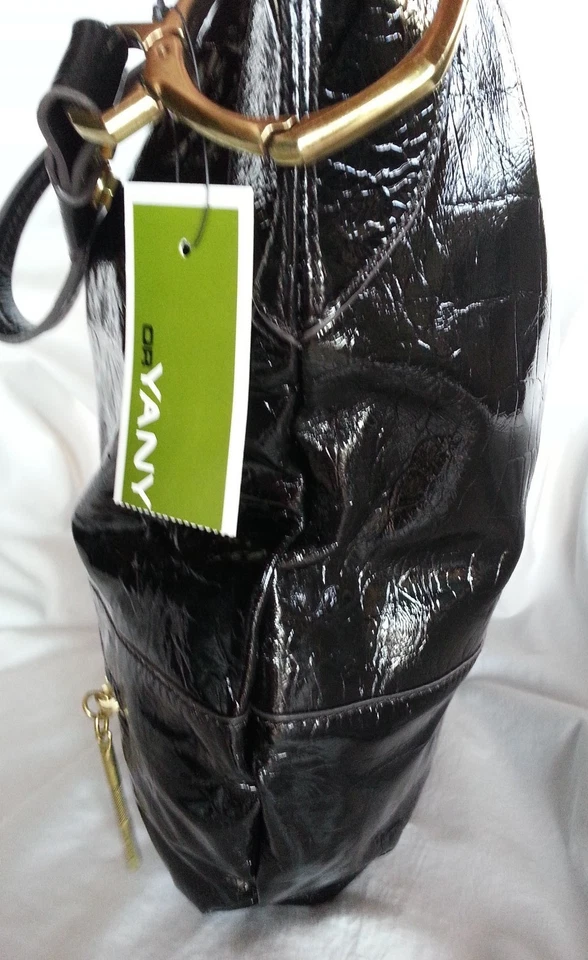 Bolso de hombro hobo de charol de cocodrilo orYANY Lucy en negro-nuevo con etiquetas-precio de venta sugerido por el fabricante: $375,00 Foto 3 de 4