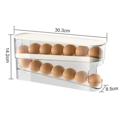 Doppelschicht Kühlschrank Ei Aufbewahrungsbox Automatisch Rollen Eier Halter Gestell Leiter Stil R