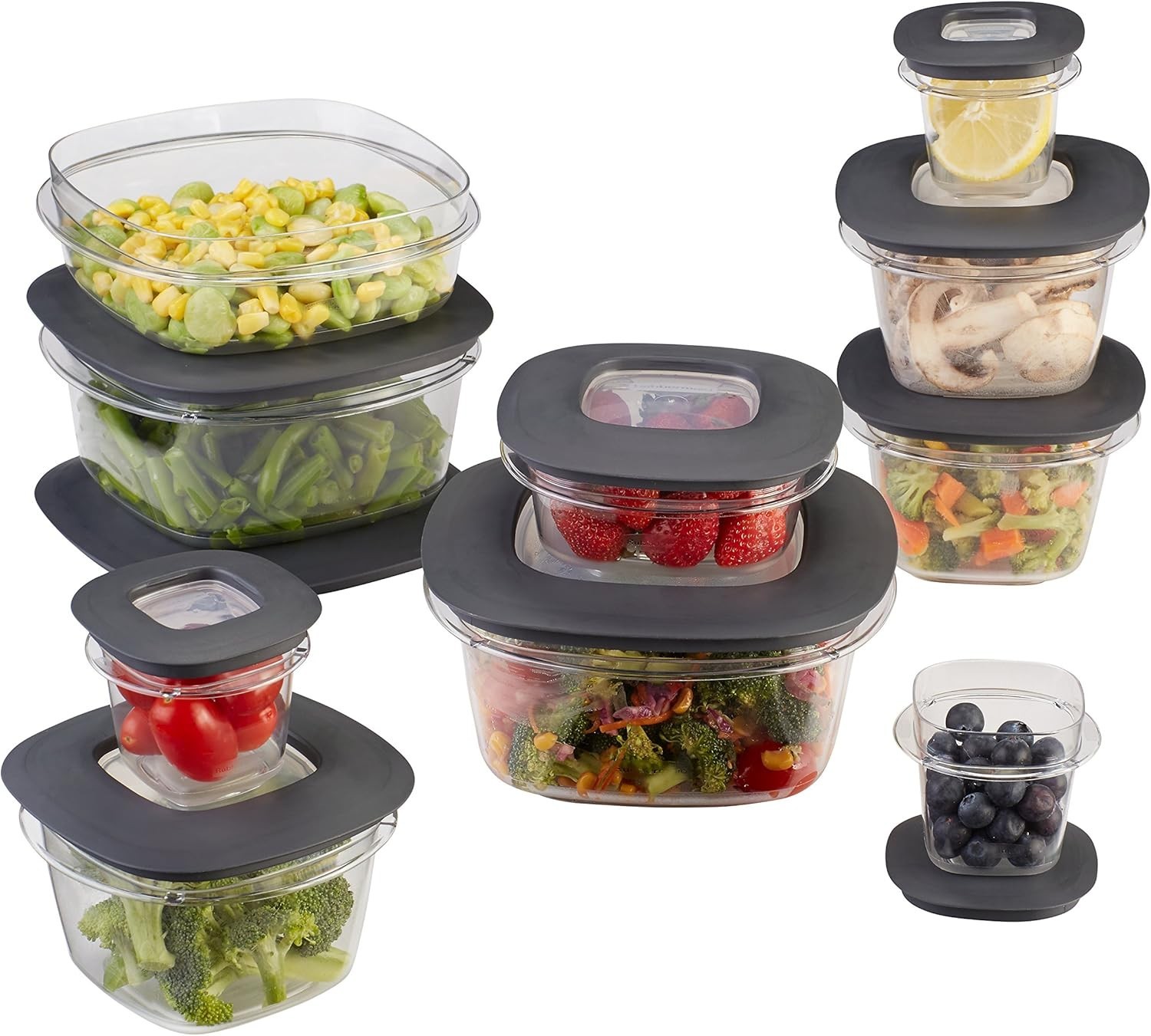 Rubbermaid premier easy find lids and food storage containers, set of 20 (grey)