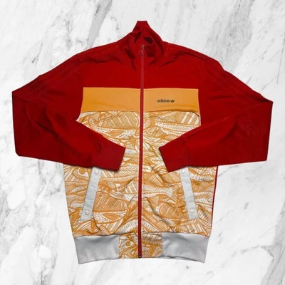 ADIDAS Vintage Sweat Zippé Homme Rouge Orange Poches Veste Survêtement Taille S - Photo 1/4