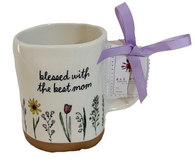 Blessed With The Best Mom White Floral Ceramic Mug  by Rae Dunn NEW