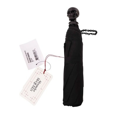 【最終価格】Alexander McQueen Skull umbrella NEW $550 ALEXANDER MCQUEEN Black Glossy SKULL-HANDLE Compact