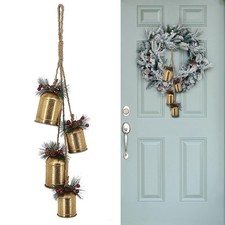 Christmas Bells Decor, Hanging 4 Gold Bells Ornaments for Tree, Wreath, Door,...