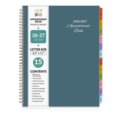 SKYDUE Appointment Book 2026-2027, Academic Hourly Planner 8.5'' x 11'', Blue