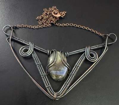 Fiery Labradorite Gemstone Jewelry Copper Friend Gift Chain Necklace Gift