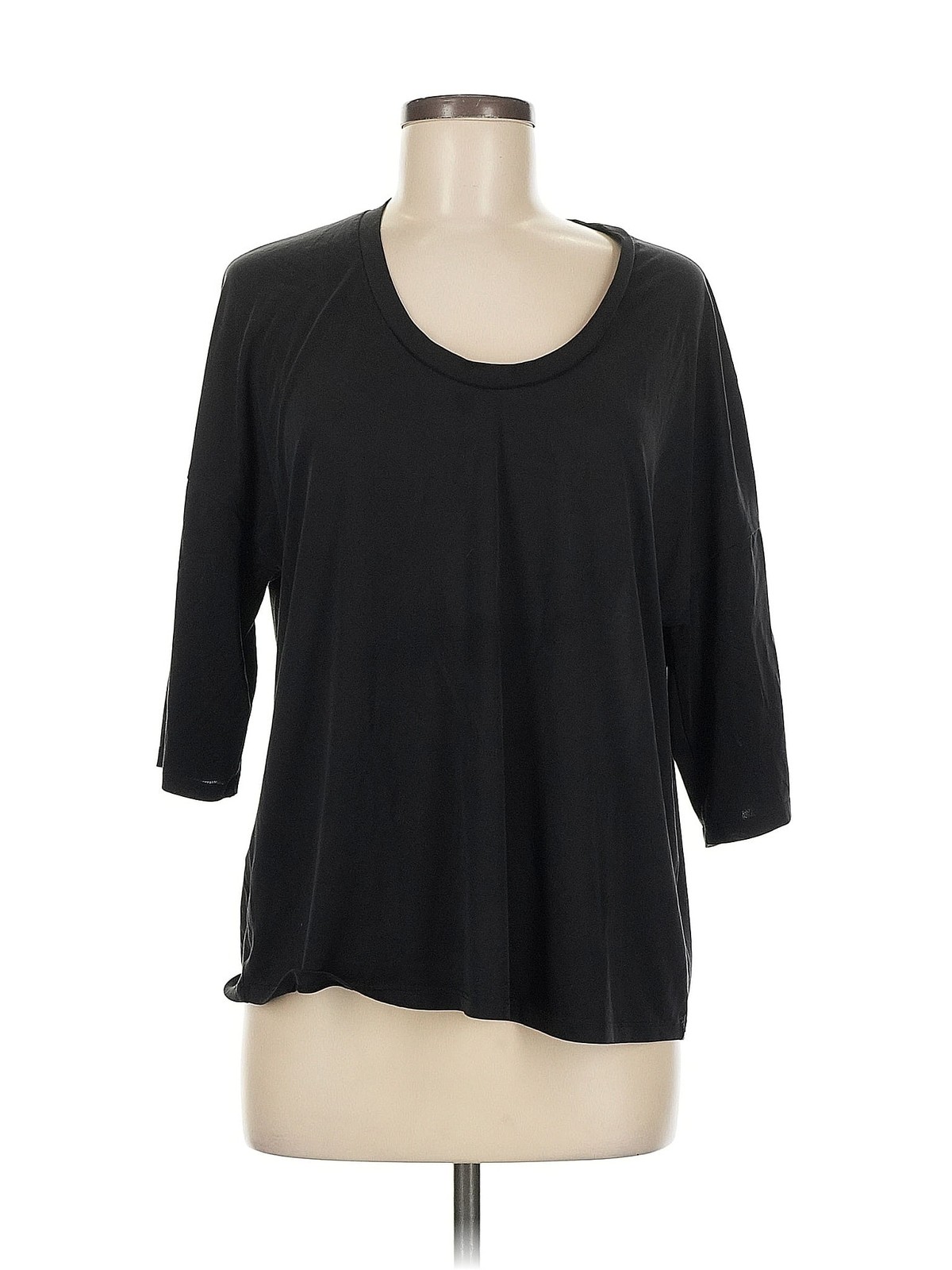 Mango Women Black 3/4 Sleeve T-Shirt M