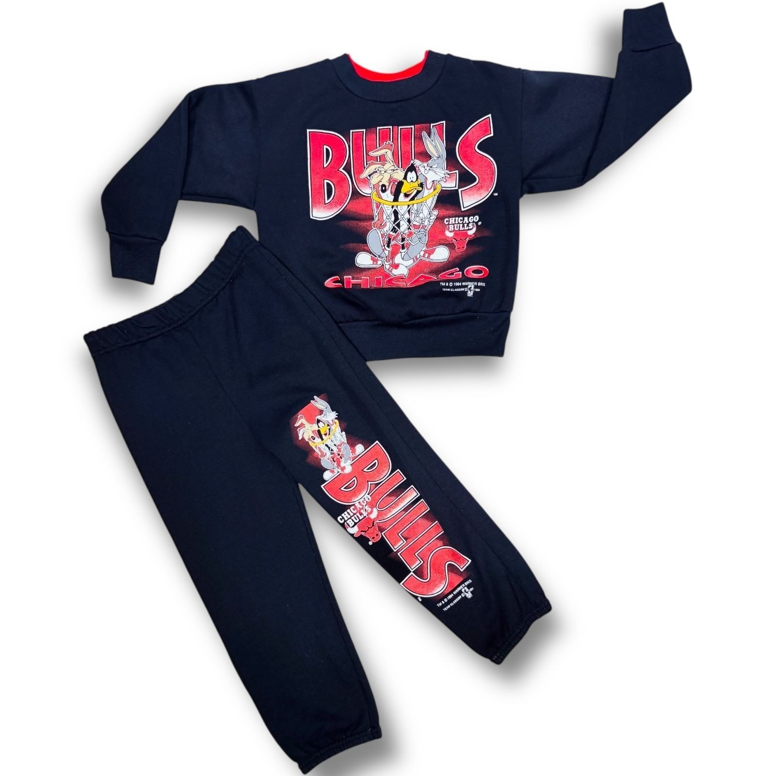 Conjunto de traje de sudor vintage de los Chicago Bulls Looney Tunes de la NBA a juego 4T