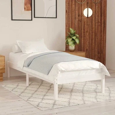 Bois de Pin Massif Cadre de Lit Blanc 120x200 cm Adulte Double Chambre vidaXL - Photo 1/4
