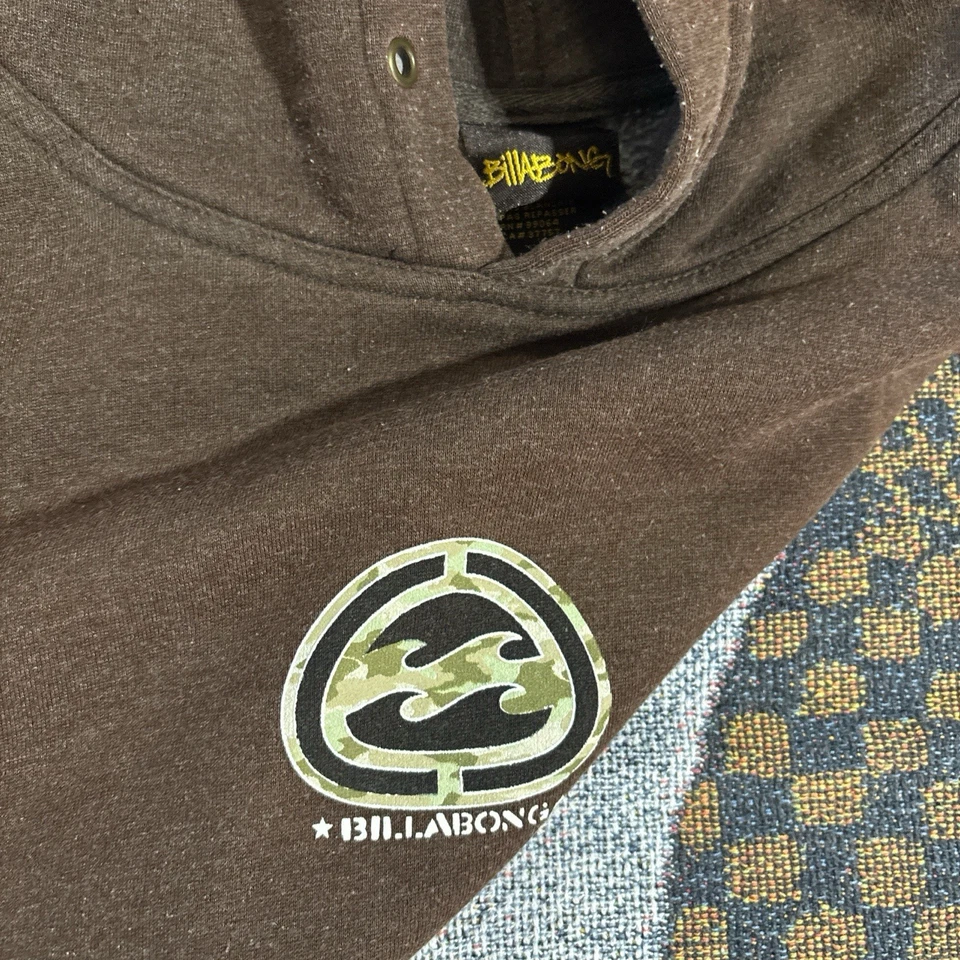 Sudadera con Capucha Y2K Billabong De Colección Para Hombres XL Spellout Grunge Skate Surf Negra Foto 3 de 4