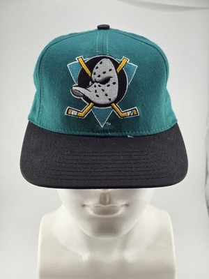 Vtg 90s Blockhead Mighty Ducks Disney Promo Snapback Hat Cap Teal NHL Hockey