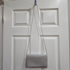 Silver Mesh Evening Bag w/Chain Strap-Sparkly Formal Purse EUC