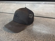 Alo black Yoga District Trucker Hat Distressed look  
