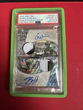 2022 Spectra Garrett Wilson/Breece Hall Patch Auto /16  - PSA 10 POP 1