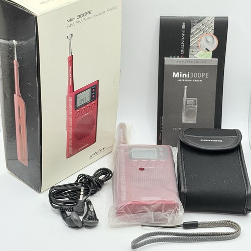 Eton Mini 300PE kompaktes Kurzwellen AM/FM Handradio rot mit Kopfhörer Hülle NOS