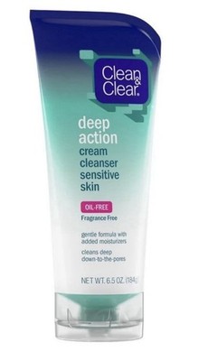 Clean & Clear Oil-Free Deep Action Cream Facial Cleanser, 6.5 Oz Fast Shipping
