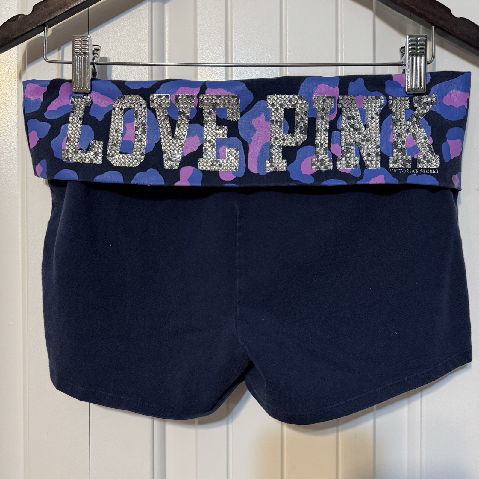 Victoria Secret PINK Foldover Cheetah Yoga Shorts with Bling Y2K Style