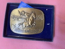 Vintage 1975 Smith  Wesson Model 600 Brass HOSTILE Belt Buckle Horse Rider