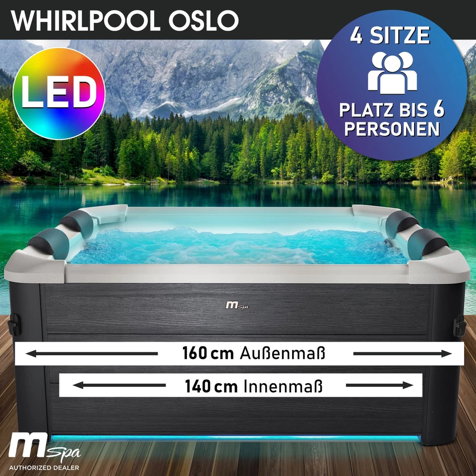 Whirlpool MSpa Oslo 6 Personen | Feste Außenwand 160x160x65cm In-Outdoor -2.Wahl - Bild 2 von 4