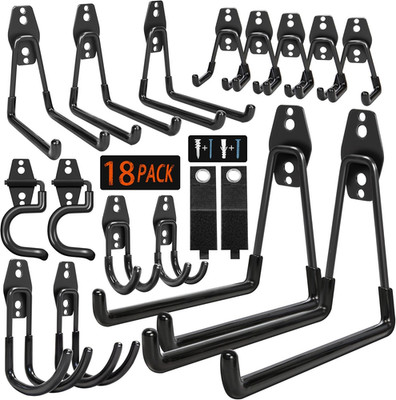 18 Pack Garage Hooks Heavy Duty - Anti-Slip Coating， Garage Storage Hooks for Ha