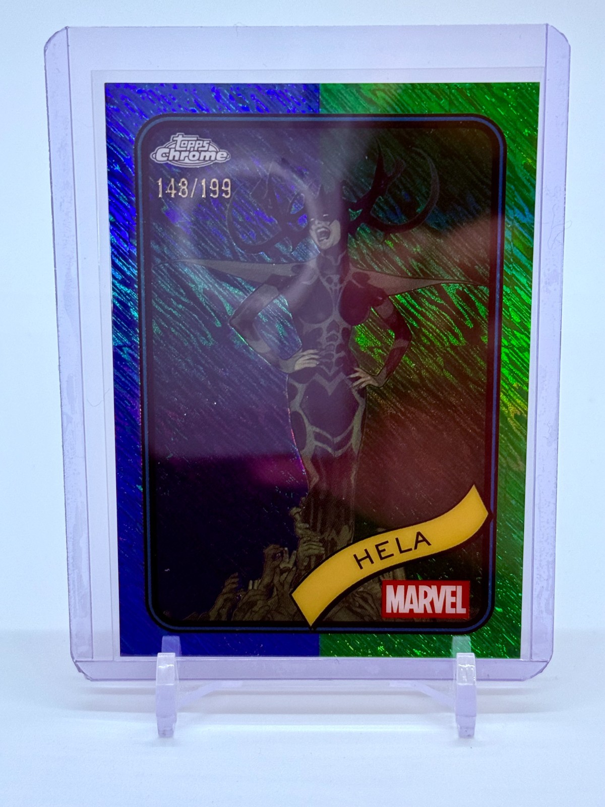 2025 Topps Chrome Marvel Hela #79 Blue & Green Shimmer Refractor #'d/199 Thor