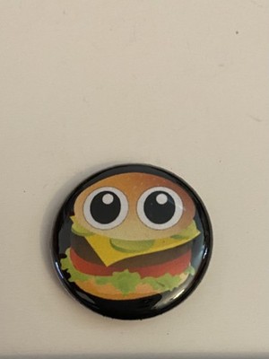 Hamburger With Eyes Humorous Pin Back Button P89