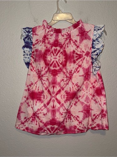 THML Pink Tie Dye Flutter Sleeve Boho Top Size M Cotton - Picture 3 of 6