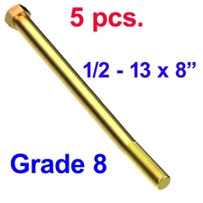 (5) 1/2-13x8 Grade 8 Bolts / Hex Head Cap Screws 1/2 x 8 Bolt 1/2x13x8 