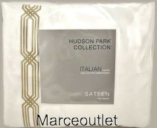 Hudson Park Tivoli Italian Linens Cotton Sateen KING Flat Sheet Champagne
