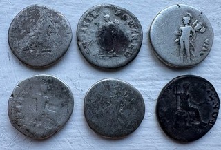 ASSORTED ANCIENT ROMAN VESPASIAN 69 79 A.D. SILVER DENARIUS COIN BULK LOT (1 6)