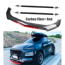 Front Bumper Lip Splitter Spoiler Strut Rods Carbonfiber For Hyundai Kona 18-24 Front Bumper Lip Splitter Spoiler Strut Rods Carbonfiber For Hyundai Kona 18-24