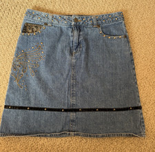 Mary Kate And Ashley Denim Jean Skirt Girls Size 14 Embellished Y2K