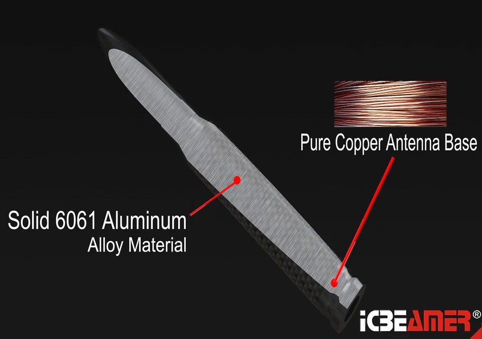 Антенна ICBEAMER 50 калибр Red Bullet 5,5 дюйма для пикапов - Изображение 4 из 4