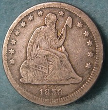 1859 Seated Liberty Silver Quarter Better Grade Old US Coin #605