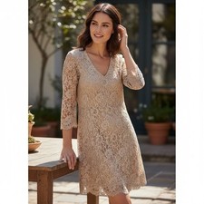 Bailey 44 Treasure Chest Fit and Flare Neutral Cream Lace Mini Dress, 8