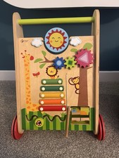 Wooden Baby Walker with Mirror, Shape Sorter And More With Storage In Back