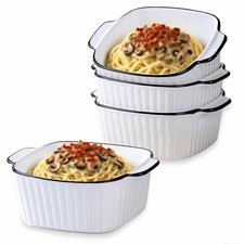 4 Set Baking Dishes Square Ceramic Bakeware with Handles, for Freezer Air Fryer