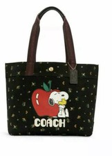 NWT Coach Peanuts Snoopy Woodstock Black Floral Apple Tote 6172 NEW Fabulous 