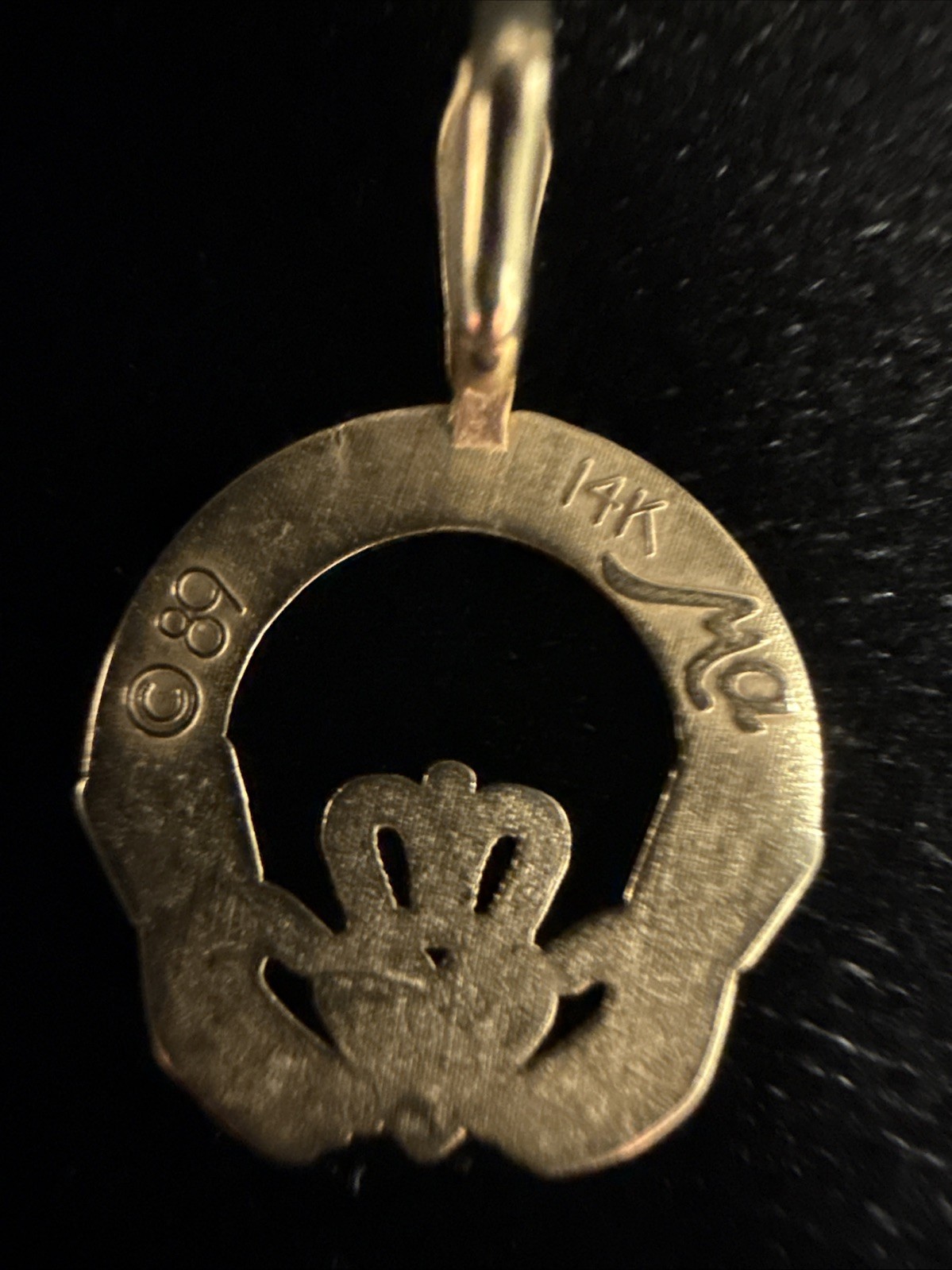 Irish Solid 14k Yellow Gold Claddagh Pendant Char… - image 6