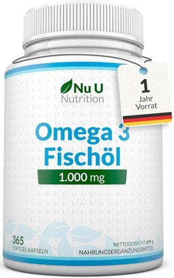 Omega 3 Fischöl 1000 mg   365 Softgel Kapseln   540 mg EPA & 360 mg DHA