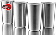 4 Pack Stainless Steel, Cups 16oz Pint Cup Tumbler, Premium Metal Drinking - Cup
