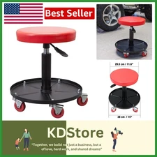 Heavy Duty Rolling Pneumatic Creeper Seat with Tool Tray Garage/Workshop Stool