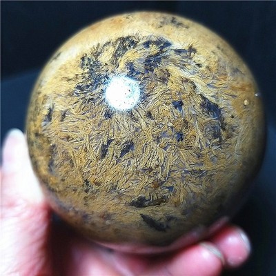 RARE 425G Natural Golden Hair Rutilated Quartz Stone Sphere Healing BAa3989