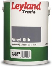 Leyland Trade Vinyl Silk 5L White Emulsion Paint Brilliant For Walls & Ceilings