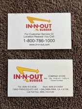 In N Out Burger Business Card Set - Company Store - In-N-Out - Double Double In N Out Burger Business Card Set - Company Store - In-N-Out - Double Double