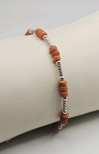 Carolyn Pollack American West Sterling Silver Southwest Coral Beaded Anklet 10"