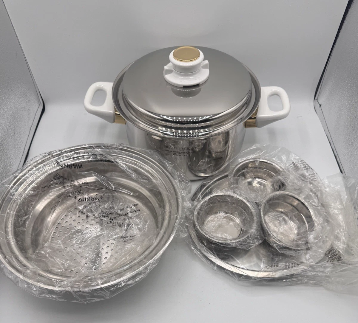 Health Craft Waterless Cookware Pots Egg Poacher Handles Surgical Steel Set