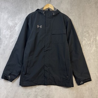 Under Armour Jacke Herren M schwarz Full Zip Kapuze Wandern bestickt Windbreaker