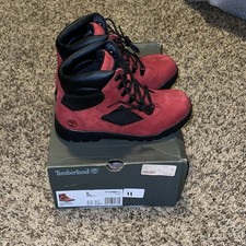 Timberland 6 inch Big Kids' Field Boots Red Nubuck TB0A1RNMF41 Size 5 New